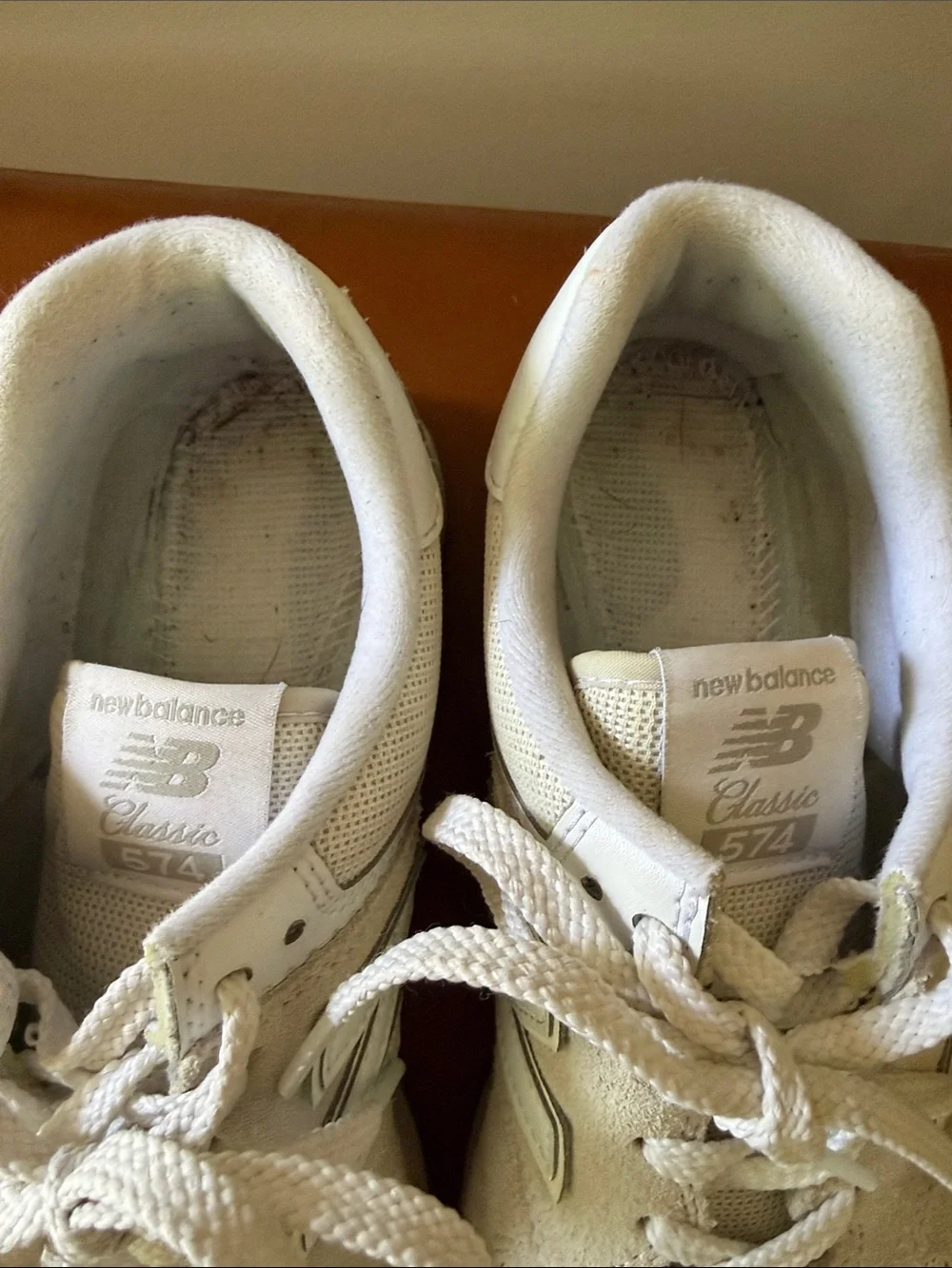 New Balance Light Beige and White Suede Retro Runners